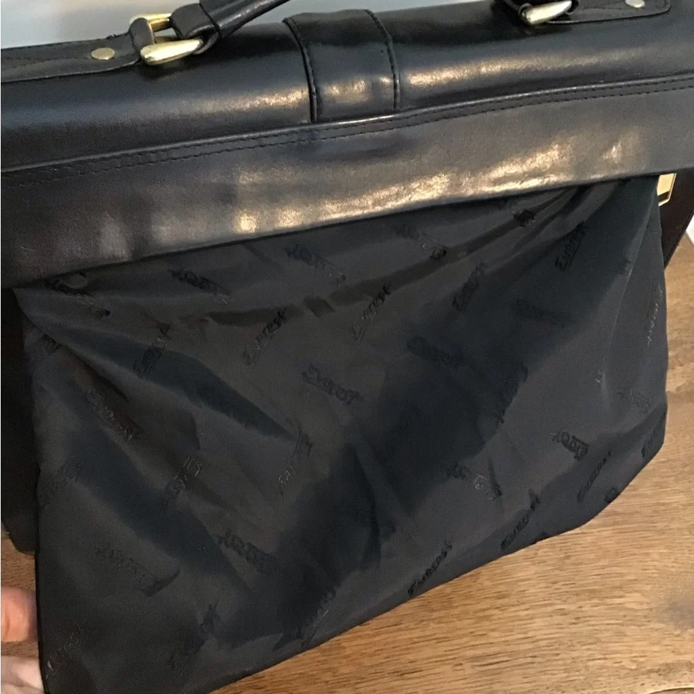 Large Black Leather Unisex Briefcase